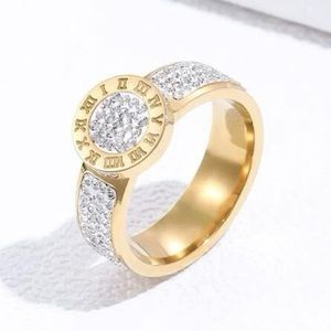 Mia Wynn Gold Tone Roman Numeral Circle Rhinestone Ring